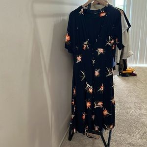 RVCA dress only worn twice! Navy blue with floral print. Size large/12.